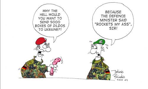 Cartoon: No help (medium) by Justinas tagged germany,ukraine,hypocrisy,democracy