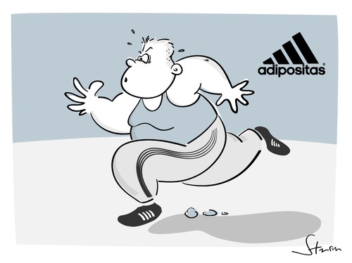 Cartoon: Adipositas (medium) by philippsturm tagged adipositas,adidas,laufen,fastfood,health,sport,runhappy,workout,joggen,jogging,marathon,halfmarathon,running,streifen,stripes,gewicht,übergewicht,overweight,training,cartoon,fat,abnehmen,fitness,fitnessaddict,coaching