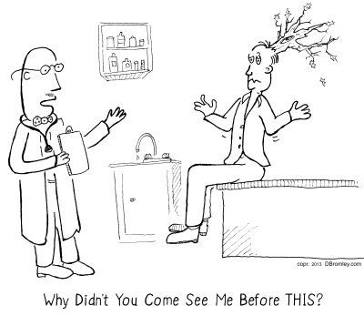 Cartoon: Why Didnt You See Me Before This (medium) by David_Bromley tagged patient,physician,illness,tree,visit,doctor