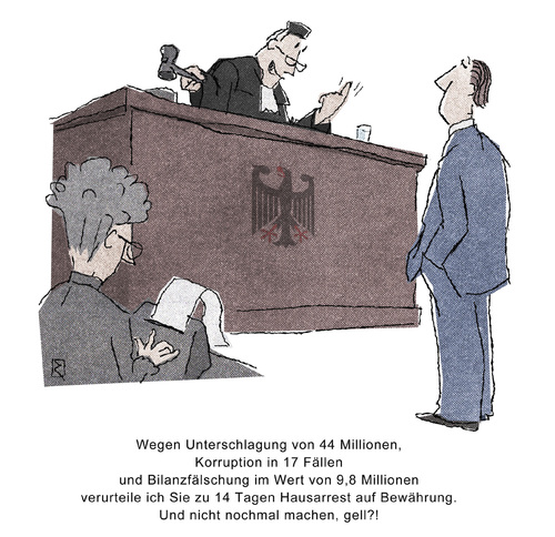 Cartoon: Bestrafung (medium) by Jan Rieckhoff tagged strafe,richter,gericht,steuerbetrug,korruption,veruntreuung,steuer,hinterziehung,unterschlagung,geld,millionen,beträge,verurteilung,manager,banker,betrüger,wirtschaft,verbrecher,verbrechen,vergehen,cartoon,jan,rieckhoff,strafe,richter,gericht,steuerbetrug,korruption,veruntreuung,steuer,hinterziehung,unterschlagung,geld,millionen,beträge,verurteilung,manager,banker,betrüger,wirtschaft,verbrecher,verbrechen,vergehen,cartoon,jan,rieckhoff