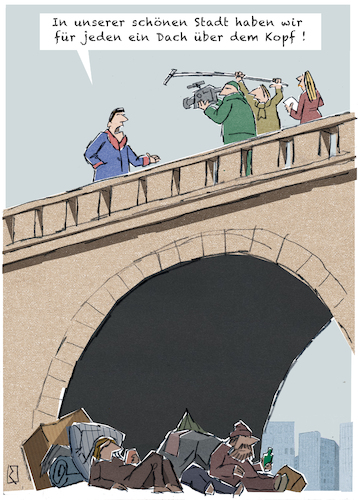 Cartoon: Brücke (medium) by Jan Rieckhoff tagged wohnung,wohnungsbau,unternehmen,wohnungssuche,wohnungsnot,wohnungsangebot,sozialwohnung,appartement,zimmer,miete,miethai,mietvertrag,makler,immobilie,einziehen,umziehen,ausziehen,kosten,preis,geld,verdienst,enteignung,mietendeckel,unterkunft,hausen,obdachlos,stadt,gemeinde,bürgermeister,verwaltung,brücke,witz,cartoon,comic,karikatur,jan,rieckhoff,wohnung,wohnungsbau,unternehmen,wohnungssuche,wohnungsnot,wohnungsangebot,sozialwohnung,appartement,zimmer,miete,miethai,mietvertrag,makler,immobilie,einziehen,umziehen,ausziehen,kosten,preis,geld,verdienst,enteignung,mietendeckel,unterkunft,hausen,obdachlos,stadt,gemeinde,bürgermeister,verwaltung,brücke,witz,cartoon,comic,karikatur,jan,rieckhoff