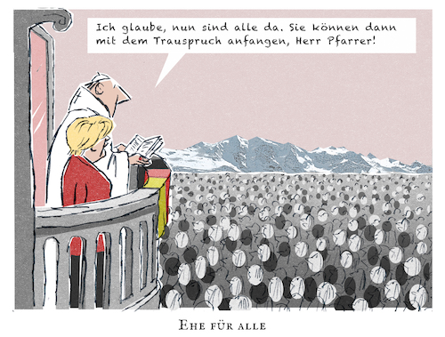 Cartoon: Ehe für alle (medium) by Jan Rieckhoff tagged ehe,hochzeit,trauung,kirche,religion,gesetz,pfarrer,priester,pastor,paar,schwule,lesben,cartoon,comic,jan,rieckhoff,ehe,hochzeit,trauung,kirche,religion,gesetz,pfarrer,priester,pastor,paar,schwule,lesben,cartoon,comic,jan,rieckhoff