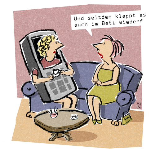 Cartoon: Kaffeeklatsch (medium) by Jan Rieckhoff tagged beziehungen,elektronik,computer,digital,handy,smartphone,iphone,tablet,mensch,kommunikation,defizit,cartoon,karikatur,jan,rieckhoff,überwachung,beobachtung,observation,privatsphäre,daten,sicherheit,video,kamera,ausspionieren,monitor,gerät,nachbarschaft,computer,big,data,cartoon,karikatur,jan,rieckhoff