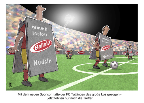 Cartoon: Sponsorship (medium) by Jan Rieckhoff tagged fußball,fußballspieler,fußballplatz,fußballfeld,mannschaft,aufstellung,ball,stadion,rasen,flutlicht,sponsor,sponsoring,werbung,geld,geschäft,einnahmen,cartoon,jan,rieckhoff,fußball,fußballspieler,fußballplatz,fußballfeld,mannschaft,aufstellung,ball,stadion,rasen,flutlicht,sponsor,sponsoring,werbung,geld,geschäft,einnahmen,cartoon,jan,rieckhoff