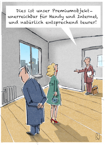 Cartoon: Wohnung (medium) by Jan Rieckhoff tagged wohnung,miete,mieten,beziehen,suchen,makler,objekt,angebot,anbieten,offerieren,luxus,teuer,geld,privileg,ruhe,stress,unerreichbarkeit,handy,telefon,internet,web,überdruss,kontakt,anschluss,verbindung,unterbrechung,kommunikation,cartoon,comic,karikatur,witz,jan,rieckhoff,wohnung,miete,mieten,beziehen,suchen,makler,objekt,angebot,anbieten,offerieren,luxus,teuer,geld,privileg,ruhe,stress,unerreichbarkeit,handy,telefon,internet,web,überdruss,kontakt,anschluss,verbindung,unterbrechung,kommunikation,cartoon,comic,karikatur,witz,jan,rieckhoff