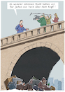 Cartoon: Brücke (small) by Jan Rieckhoff tagged wohnung,wohnungsbau,unternehmen,wohnungssuche,wohnungsnot,wohnungsangebot,sozialwohnung,appartement,zimmer,miete,miethai,mietvertrag,makler,immobilie,einziehen,umziehen,ausziehen,kosten,preis,geld,verdienst,enteignung,mietendeckel,unterkunft,hausen,obdachlos,stadt,gemeinde,bürgermeister,verwaltung,brücke,witz,cartoon,comic,karikatur,jan,rieckhoff