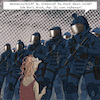 Cartoon: Polizei (small) by Jan Rieckhoff tagged polizei,einsatz,einsatzkraefte,truppe,uniform,ausruestung,schutzkleidung,erkennbarkeit,namensschild,kennzeichnung,haftbarkeit,uebergriff,verurteilung,brutalitaet,schwarze,schafe,polizist,unkenntlich,demonstration,cartoon,karikatur,witz,comic,jan,rieckhoff