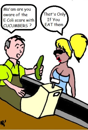 Cartoon: E Coli (medium) by Mewanta tagged cucumber,coli,humor
