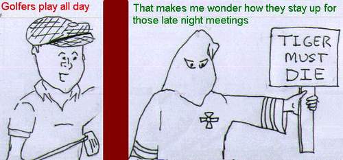 Cartoon: Golfers Day and Night (medium) by Mewanta tagged golf,racist,kkk