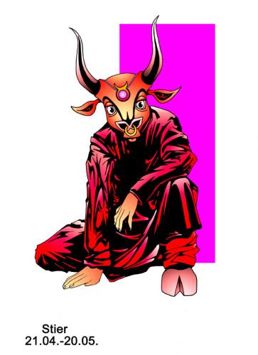 Cartoon: stier (medium) by hype tagged character,stier,farbe,bunt,sternzeichen