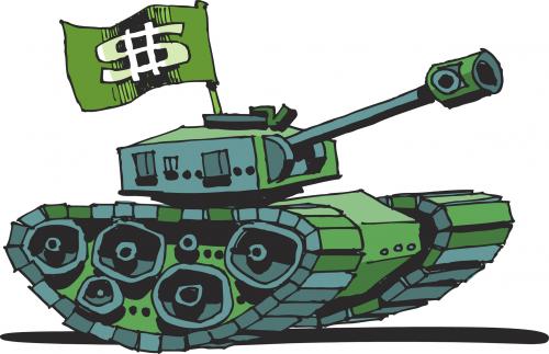 Cartoon: flag (medium) by r8r tagged global,hegemony,fiat,currency,dollar,tank,war,kbr,halliburton,hegemonie,vorherrschaft,global,geld,panzer,flagge,fahne,usa,kbr,halliburton,konzern,krieg,kellogg