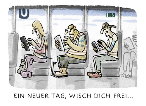 Cartoon: ... (medium) by markus-grolik tagged cartoon,golik,apple,fetischismus,technik,google,world,app,smartphone,online,internet,wusch,wisch,wischen,geste,tablet