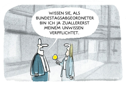 Cartoon: Im Ungewissen... (medium) by markus-grolik tagged cartoon,grolik,abgeordneter,bundestag,volkstreter,gewissensfrage,gewissen,rethorik,politiker,interview