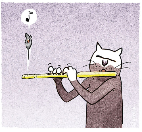 Cartoon: ... (medium) by markus-grolik tagged grolik,cartoon,cat,nagetiere,nager,kater,stubentiger,musik,maus,katze