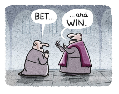 Cartoon: ... (medium) by markus-grolik tagged kirche,wetten,geld,finanzen,lotto,glücksspiel,geldwäsche,gott,religion,cartoon,grolik,kirche,wetten,geld,finanzen,lotto,glücksspiel,geldwäsche,gott,religion