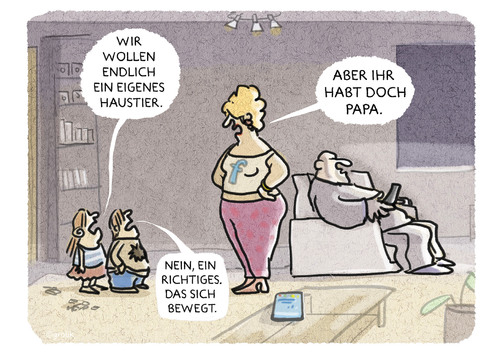 Cartoon: ... (medium) by markus-grolik tagged haustier,kinder,erziehung,mutter,eltern,familie,famlienidyll,kids,dad,mum,beschäftigung,langeweile,tiewe,haustiere,bewegungsmuffel,dialog,kommunikationcartoon,grolik,haustier,kinder,erziehung,mutter,eltern,familie,famlienidyll,kids,dad,mum,beschäftigung,langeweile,tiere,haustiere,bewegungsmuffel,dialog