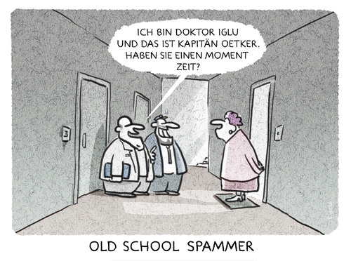 Cartoon: ... (medium) by markus-grolik tagged spam,trickbetrug,spammer,old,school,retro,internet,analog,digital,werbung,cartoon,grolik,hausierer,betrüger