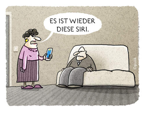 Cartoon: ... (medium) by markus-grolik tagged grolik,cartoon,ehepaar,phone,apple,betriebssystem,smartphone,handy,sprachsteuerung,siri,siri,sprachsteuerung,handy,smartphone,betriebssystem,apple,phone,ehepaar,cartoon,grolik