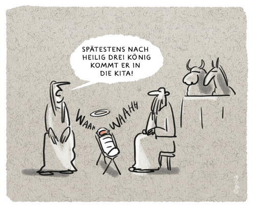 Cartoon: Krippenspiel (medium) by markus-grolik tagged kinderbetreung,kindertagesstätte,kita,eltern,vater,mutter,maria,kirche,familie,familie,kirche,maria,mutter,vater,eltern,kita,kindertagesstätte,kinderbetreung