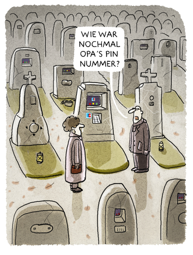 Cartoon: ... (medium) by markus-grolik tagged friedhof,grabstein,ec,geld,geldautomat,pin,erben,friedhof,grabstein,ec,geld,geldautomat,pin,erben