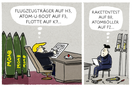 Cartoon: ... (medium) by markus-grolik tagged kim,jong,un,donald,trump,usa,nordkorea,konflikt,armee,raketentest,kim,jong,un,donald,trump,usa,nordkorea,konflikt,armee,raketentest