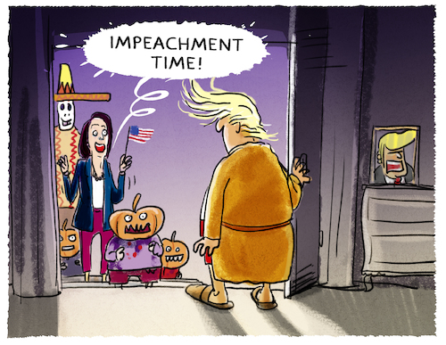 Cartoon: .... (medium) by markus-grolik tagged usa,donald,trump,pelosi,demokraten,repräsentantenhaus,amtsenthebung,republikaner,impeachment,kongress,nancy,beschluss,usa,donald,trump,pelosi,demokraten,repräsentantenhaus,amtsenthebung,republikaner,impeachment,kongress,nancy,beschluss