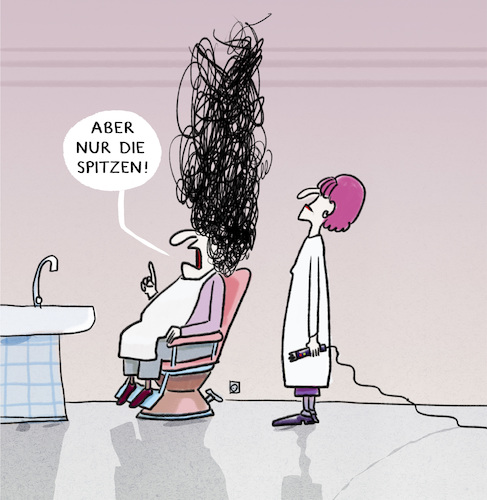 Cartoon: ... (medium) by markus-grolik tagged frisör,frisur,spitzen,haare,frisör,frisur,spitzen,haare