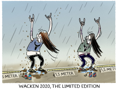 Cartoon: .... (medium) by markus-grolik tagged festival,absage,abstand,musik,bands,ansteckung,gefahr,krankheit,virus,corona,wacken,abstandhalten,covid,festival,absage,abstand,musik,bands,ansteckung,gefahr,krankheit,virus,corona,wacken,abstandhalten,covid