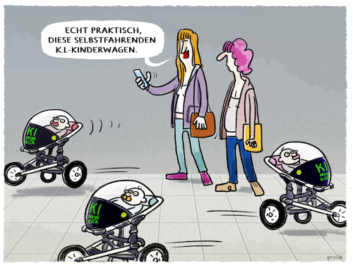 Cartoon: Ab in die K.I.-Kita... (medium) by markus-grolik tagged ki,selbstfahrend,kinderwagen,kuenstliche,intelligenz,alltag,kita,eltern,kindern,familien,autonom,zukunft,mobilitätschule,bildung,ki,selbstfahrend,kinderwagen,kuenstliche,intelligenz,alltag,kita,eltern,kindern,familien,autonom,zukunft,mobilitätschule,bildung