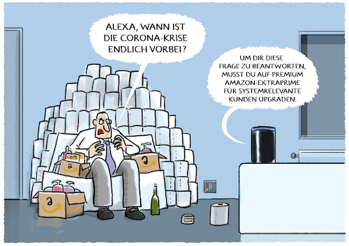 Cartoon: Abonnementen... (medium) by markus-grolik tagged ungeduldig,premium,abonnement,privatsender,toilettenpapier,extraprime,langeweile,fragen,antworten,mann,zuhause,kontaktsperre,wohnzimmer,corona,coronakrise,alexa,amazon,umsatz,prime,kunden,systemrelevant,upgrade,ungeduldig,premium,abonnement,privatsender,toilettenpapier,extraprime,langeweile,fragen,antworten,mann,zuhause,kontaktsperre,wohnzimmer,corona,coronakrise,alexa,amazon,umsatz,prime,kunden,systemrelevant,upgrade