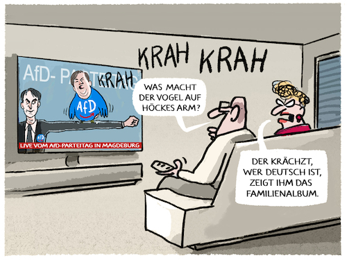 Cartoon: AfD-Spitzenkandidat (medium) by markus-grolik tagged europawahlversammlung,afd,bjoern,hoecke,deutschland,familienalbum,stammbuch,spitzenkandidat,maximilian,krah,europawahlkampf,2024,magdeburg,rechtsextrem,europawahlversammlung,afd,bjoern,hoecke,deutschland,familienalbum,stammbuch,spitzenkandidat,maximilian,krah,europawahlkampf,2024,magdeburg,rechtsextrem