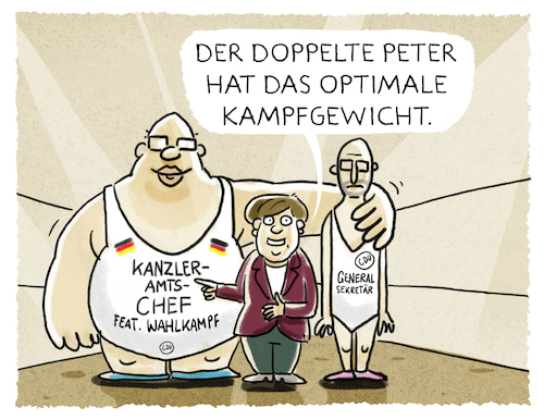 Cartoon: Altmaier (medium) by markus-grolik tagged wahlkampf,cdu,merkel,angela,peter,tauber,altmaier,doppelfunktion,kanzleramtschef,generalsekretär,wahlkampf,cdu,merkel,angela,peter,tauber,altmaier,doppelfunktion,kanzleramtschef,generalsekretär