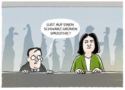 Cartoon: Anbaggern... (medium) by markus-grolik tagged schwarz,gruen,cdu,csu,gruene,laschet,baerbock,umfragewerte,bundestagswahlkampf,koalition,annaeherungsversuch,schwarz,gruen,cdu,csu,gruene,laschet,baerbock,umfragewerte,bundestagswahlkampf,koalition,annaeherungsversuch