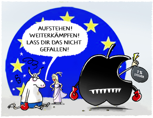 Cartoon: Apple EU (medium) by markus-grolik tagged steuern,eu,urteil,wirtschaft,steuer,nachzahlung,unternehmen,steuervorteil,steuervorteile,illustration,karikatur,europa,steuernachzahlung,steuern,eu,urteil,wirtschaft,steuer,nachzahlung,unternehmen,steuervorteil,steuervorteile,illustration,karikatur,europa,steuernachzahlung