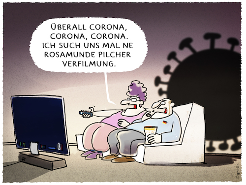 Cartoon: Augen zu und durch... (medium) by markus-grolik tagged rona,virus,angst,schlagzeilen,panik,medien,tv,rosamunde,pilcher,gesundheit,sars,covid,rona,virus,angst,schlagzeilen,panik,medien,tv,rosamunde,pilcher,gesundheit,sars,covid