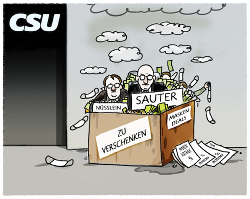 Cartoon: Ausgelagert... (medium) by markus-grolik tagged maskenskandal,provision,nüsslein,deal,bereicherung,alfred,sauter,bayern,ex,justizminister,union,söder,maskenskandal,provision,nüsslein,deal,bereicherung,alfred,sauter,bayern,ex,justizminister,union,söder