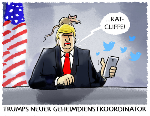 Cartoon: Baltimore-Twitter (medium) by markus-grolik tagged donald,trump,us,usa,geheimdienst,ratcliffe,baltimore,cummings,twitter,demokraten,slum,armut,verelendung,rattenplage,donald,trump,us,usa,geheimdienst,ratcliffe,baltimore,cummings,twitter,demokraten,slum,armut,verelendung,rattenplage