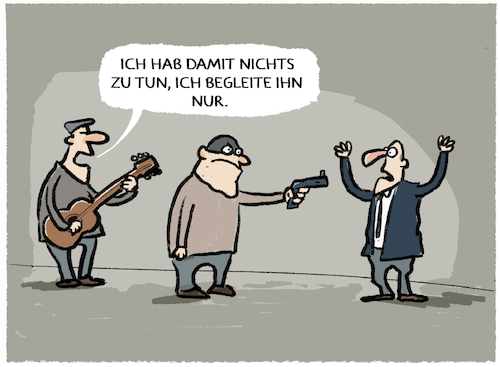 Cartoon: Begleitung... (medium) by markus-grolik tagged begleitung,crime,verbrechen,musik,überfall,komplizen,begleitung,crime,verbrechen,musik,überfall,komplizen