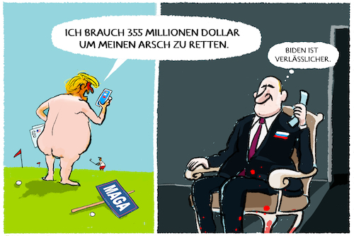 Cartoon: Best buddies... (medium) by markus-grolik tagged putin,trump,usa,russland,interview,nato,ukraine,donald,new,york,355,millionen,dollar,strafe,strafzahlung,betrugsprozess,bundesstaat,richter,engoron,demokratie,rechtsstaat,gerichtsurteil,pleite,kredit,putin,trump,usa,russland,interview,nato,ukraine,donald,new,york,355,millionen,dollar,strafe,strafzahlung,betrugsprozess,bundesstaat,richter,engoron,demokratie,rechtsstaat,gerichtsurteil,pleite,kredit