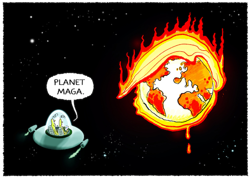 Cartoon: Burning... (medium) by markus-grolik tagged trump,maga,erde,erderwärmung,kosmos,klima,fossile,rohstoffe,ausbeutung,verbrennung,burning,co2,usa,weltordnung,zerstörung,trump,maga,erde,erderwärmung,kosmos,klima,fossile,rohstoffe,ausbeutung,verbrennung,burning,co2,usa,weltordnung,zerstörung
