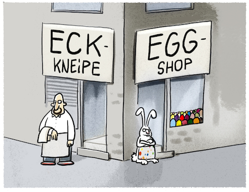 Cartoon: Business... (medium) by markus-grolik tagged ostern,business,eier,osterhase,eckkneipe,egg,shop,wortspiel,feiertag,feierabend,ostern,business,eier,osterhase,eckkneipe,egg,shop,wortspiel,feiertag,feierabend