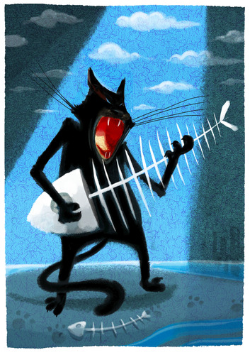 Cartoon: catfishboneblues (medium) by markus-grolik tagged blues,music,tomcat,cat,guitar,sing,the,got,grolik,cartoon,guitarhero