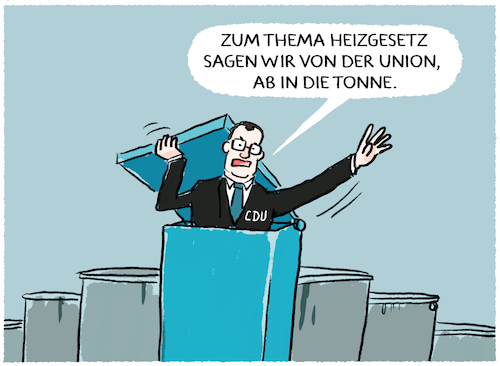 Cartoon: CDU-Beitrag zur Wärmewende (medium) by markus-grolik tagged cdu,union,spahn,opposition,heizgesetz,waermewende,deutschland,habeck,klimaziele,ampel,tonne,cdu,union,spahn,opposition,heizgesetz,waermewende,deutschland,habeck,klimaziele,ampel,tonne