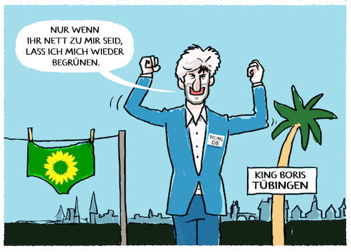 Cartoon: Comeback von Boris Palmer... (medium) by markus-grolik tagged boris,palmer,tuebingen,oberbuergermeister,wahl,baden,wuerttemberg,gruene,partei,parteiausschluss,boris,palmer,tuebingen,oberbuergermeister,wahl,baden,wuerttemberg,gruene,partei,parteiausschluss