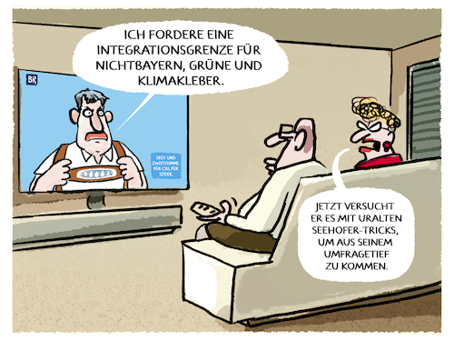 Cartoon: CSU-Wahlkampfendspurt (medium) by markus-grolik tagged soeder,csu,wahlkampf,bayern,landtagswahl,obergrenze,integrationsgrenze,seehofer,fluechtlinge,migration,deutschland,minderheiten,integration,soeder,csu,wahlkampf,bayern,landtagswahl,obergrenze,integrationsgrenze,seehofer,fluechtlinge,migration,deutschland,minderheiten,integration