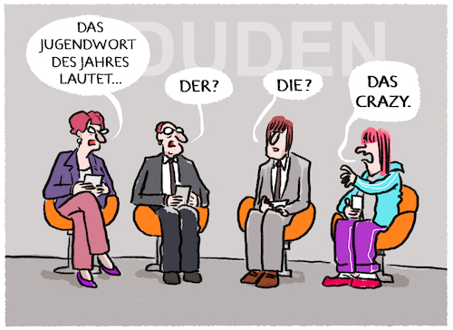 Cartoon: Das crazy (medium) by markus-grolik tagged jugendwort,jugendsprache,das,crazy,duden,kommunikation,sprachforschung,alltag,jugendwort,jugendsprache,das,crazy,duden,kommunikation,sprachforschung,alltag