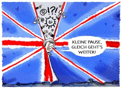 Cartoon: Dauervorstellung (medium) by markus-grolik tagged brexit,pause,deal,aufschub,london,parlament,brexiteer,theresa,may,backstop,klausel,irland,europa,corbin,frist,verlaengerung,bruessel,juncker,termin,brexit,pause,deal,aufschub,london,parlament,brexiteer,theresa,may,backstop,klausel,irland,europa,corbin,frist,verlaengerung,bruessel,juncker,termin