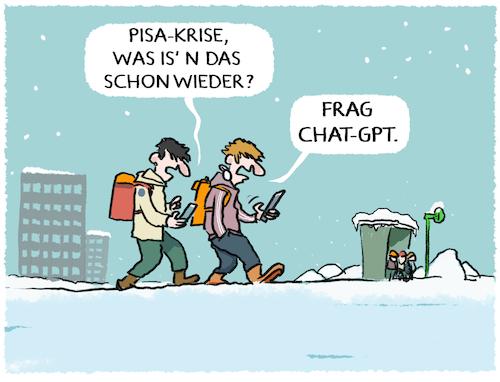 Cartoon: Deutschlands Pisa-Schock (medium) by markus-grolik tagged pisastudie,bildungswesen,schule,schulen,schulisch,schulunterricht,schulzeit,schulausbildung,schulbildung,allgemeinbildung,allgemeinwissen,schulprobleme,unwissenheit,pisa,oced,bildung,bildungskrise,deutschland,chatgpt,schueler,pisastudie,bildungswesen,schule,schulen,schulisch,schulunterricht,schulzeit,schulausbildung,schulbildung,allgemeinbildung,allgemeinwissen,schulprobleme,unwissenheit,pisa,oced,bildung,bildungskrise,deutschland,chatgpt,schueler