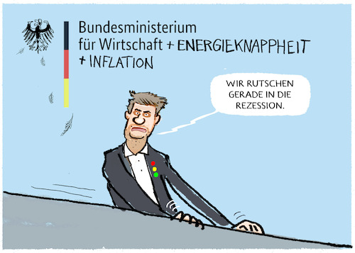 Cartoon: Die Lage ist ernst.... (medium) by markus-grolik tagged habeck,wirtschaft,prognosen,iwf,energiekrise,deutschland,rezession,inflation,preise,gas,benzin,habeck,wirtschaft,prognosen,iwf,energiekrise,deutschland,rezession,inflation,preise,gas,benzin