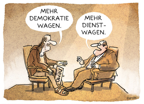 Cartoon: Wer wagt gewinnt... (medium) by markus-grolik tagged grolik,kommunikationcartoon,wutbürger,geld,automobile,steuervorteil,podiumsdiskussion,privilegien,show,talk,politikverdrossenheit,politiker,demokratie